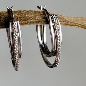 925 Silver & Diamond Hoop Earrings